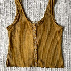 Mustard yellow ribbed cropped tank